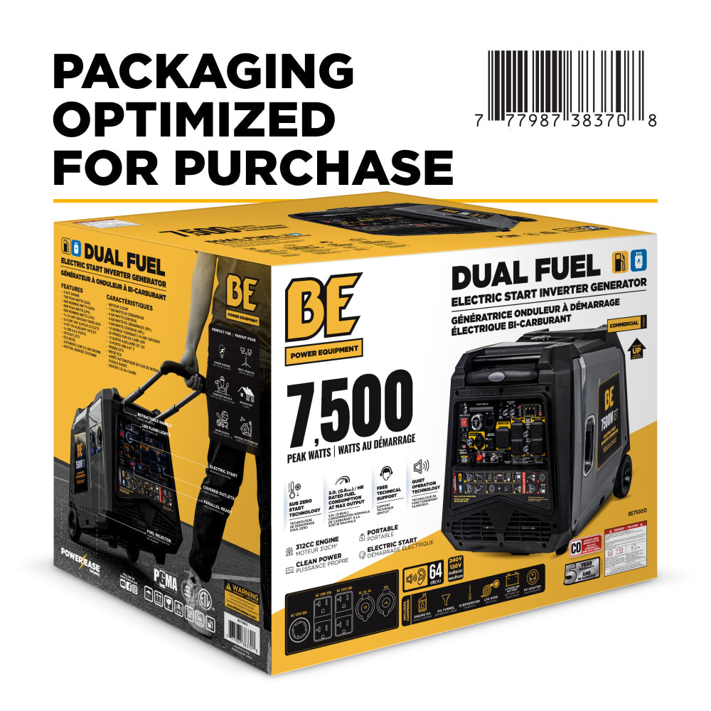 7,500 Watt Dual-Fuel Digital Inverter Generator - BE7500ID