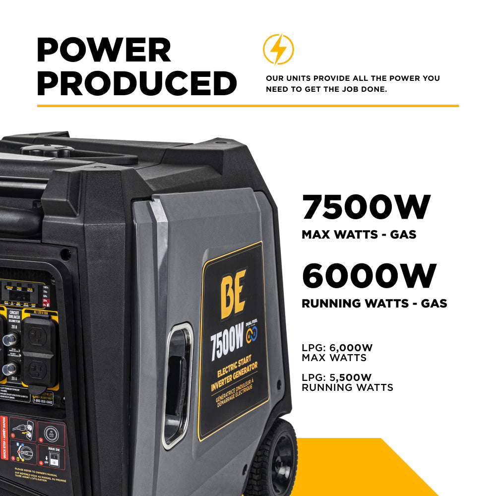 7,500 Watt Dual-Fuel Digital Inverter Generator - BE7500ID