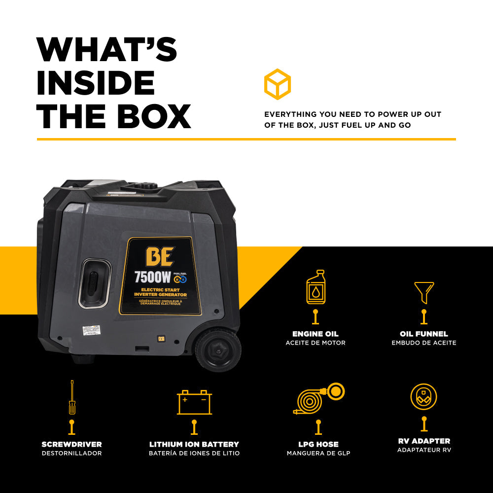 7,500 Watt Dual-Fuel Digital Inverter Generator - BE7500ID