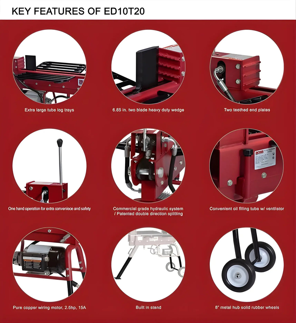 Boss Industrial 10 Ton Electric Log Splitter ED10T20