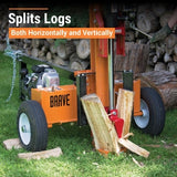 Brave Tow Behind Log Splitter 24-Ton Vertical/Horizontal Portable Gas with Honda GC160