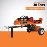 Brave Tow Behind Log Splitter 30-Ton Vertical/Horizontal Portable Gas with Honda GC190 Engine