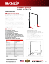 Olympic Equipment 12,000 lb HD Clearfloor 2-Post Car Lift 2PCFHD-12
