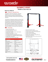Olympic Equipment 10,000 lb Direct-Drive Asymmetric 2-Post Car Lift 2PDDA-10