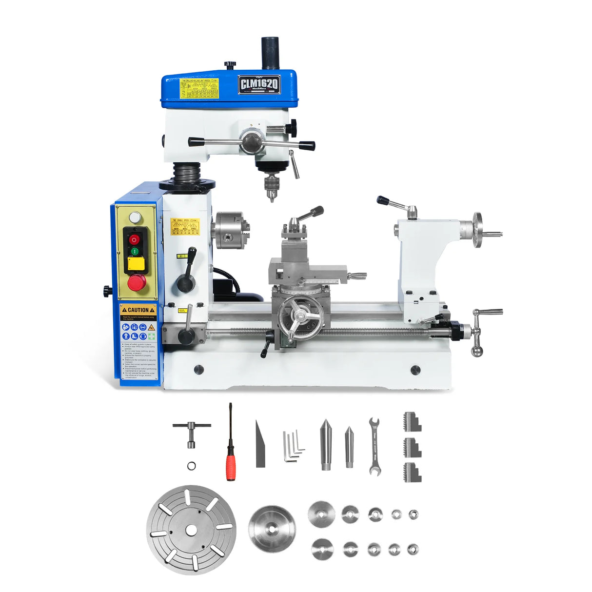 MechMaxx 1 HP 16''x16'' Multi-Function Metal Lathe Milling Machine Head for Metalworking Lathe, Drilling, and Milling Operations with Powerful Motor, Perfect for DIY, Workshops, and Professional Combination Metalworking Projects without Stand CLM1620