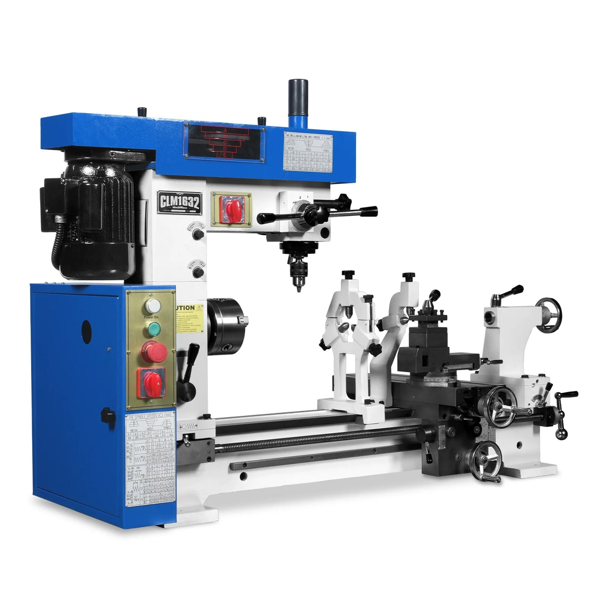MechMaxx 1 HP 16''x32'' Multi-Function Metal Lathe Milling Machine Head for Metalworking – Lathe, Drilling, and Milling Operations with Powerful Motor, Perfect for DIY, Workshops, and Professional Metalworking Projects without Stand CLM1632