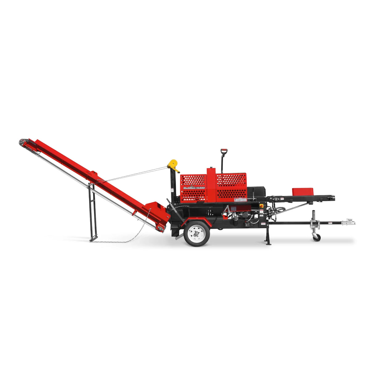 MechMaxx Firewood Log Splitter Processor with Conveyor,  20ton Splitting Force 24" x 15" Log Capacity,  18" Chainsaw,  HLS20
