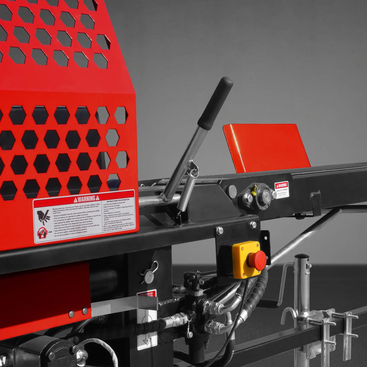 MechMaxx Firewood Log Splitter Processor with Conveyor,  20ton Splitting Force 24" x 15" Log Capacity,  18" Chainsaw,  HLS20