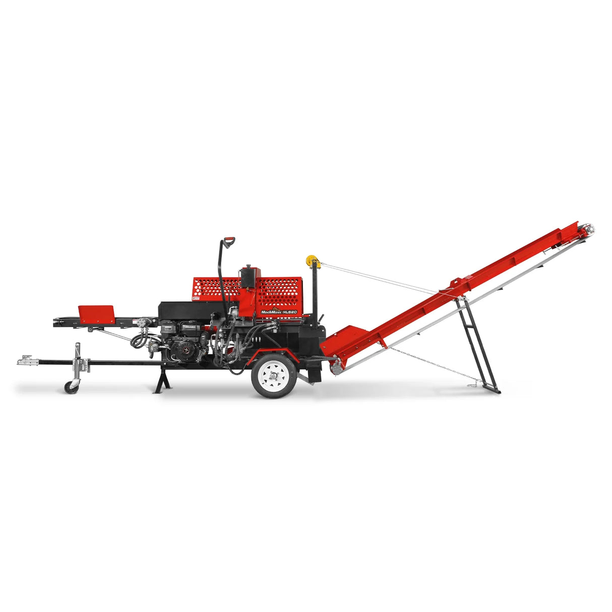 MechMaxx Firewood Log Splitter Processor with Conveyor,  20ton Splitting Force 24" x 15" Log Capacity,  18" Chainsaw,  HLS20