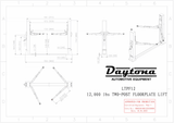 Daytona 12,000 lb 2-Post Floorplate Car Lift LTPF12