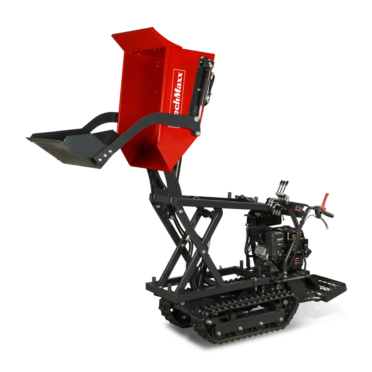 MechMaxx 1100lbs Capacity E-Start 10HP 302cc Gas Engine Tracked Dumper Hydraulic Tipping and Lifting with Front Shovel ,  D50HTFL