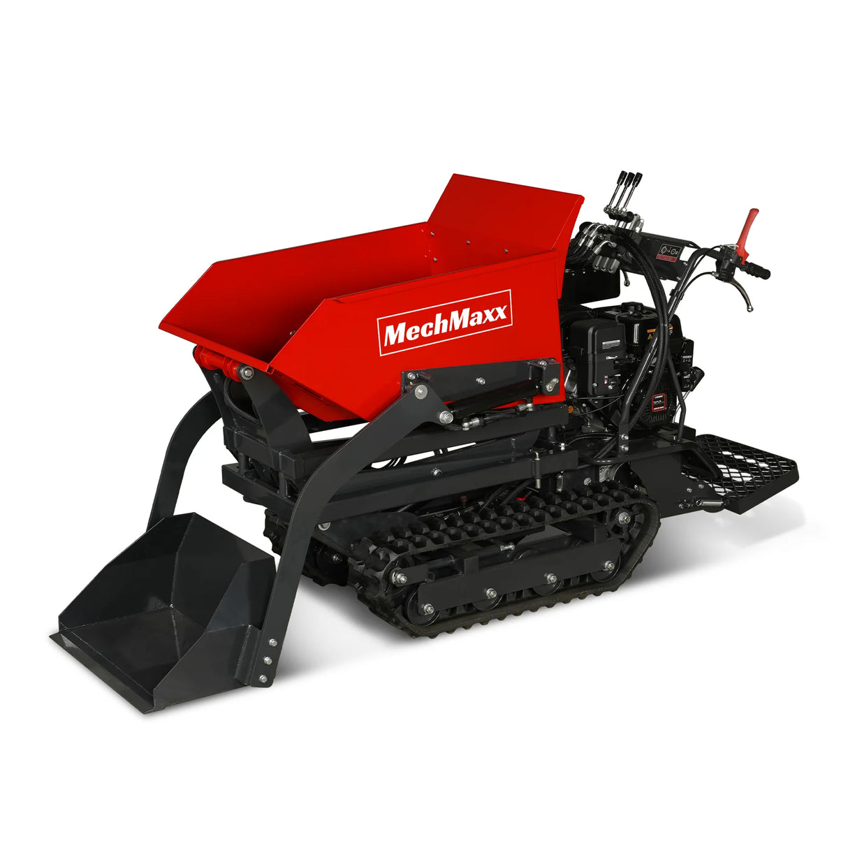 MechMaxx 1100lbs Capacity E-Start 10HP 302cc Gas Engine Tracked Dumper Hydraulic Tipping and Lifting with Front Shovel ,  D50HTFL