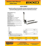 Manual Pallet Jack | Stainless Steel |5500 lbs Capacity | EKKO A25S