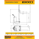 Electric Counterbalanced Walkie Stacker | 1550 lbs. | Lift Height 118''| EKKO EK07S