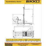 Electric Counterbalanced Walkie Stacker | Lithium | 3300 lbs. |Lift Height 130''| EKKO EK14-130LI