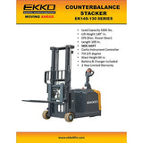 Electric Counterbalanced Walkie Stacker | 3300 lbs. | Lifting 130''| EKKO EK14S-130