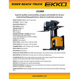 Electric Reach Truck | 4000 lbs. Capacity | Lift Height 196'' | EKKO EK18RRL