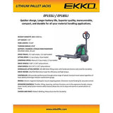 Electric Pallet Jack | Lithium Iron | 4000 lbs Capacity | EKKO EP18SLI