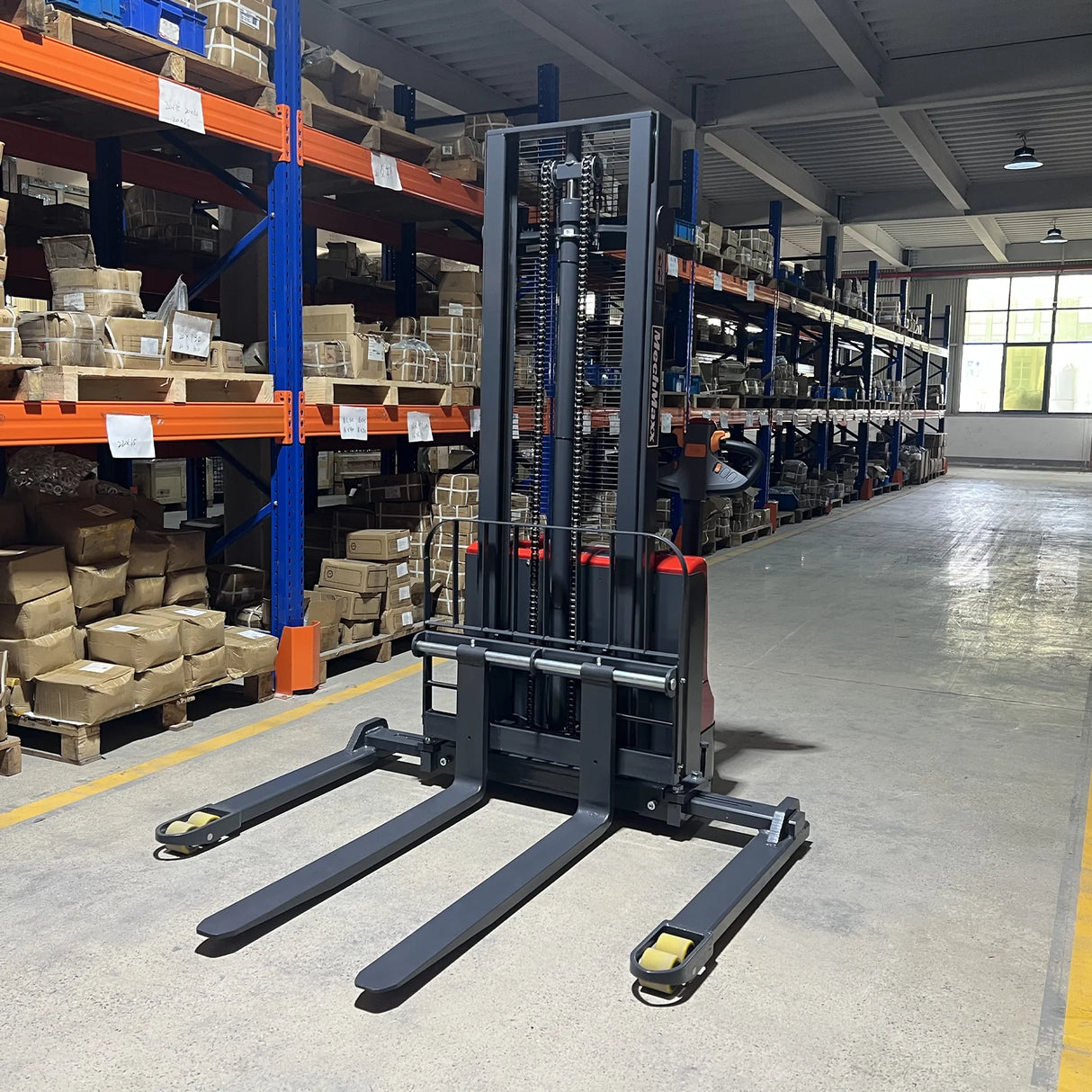 2640lbs Lithium-ion Electric Straddle Stacker,  98" Lift,  Adjustable Legs & Forks,  F26-98S