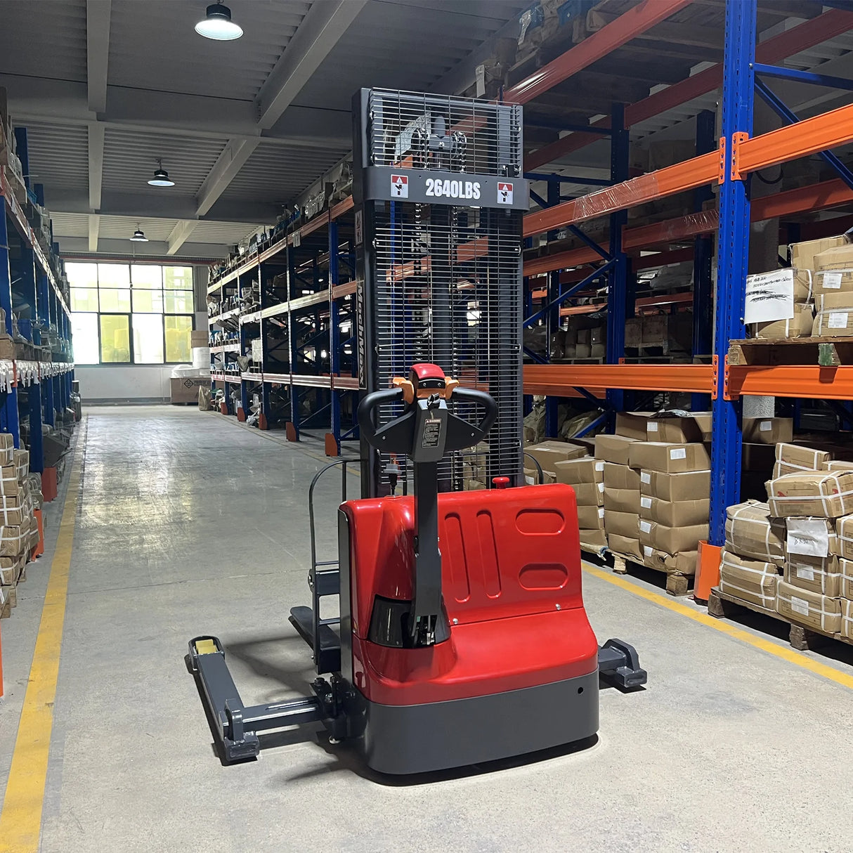 2640lbs Electric Straddle Stacker, 138" Lift,  Adjustable Legs & Forks,  F26-138SLA