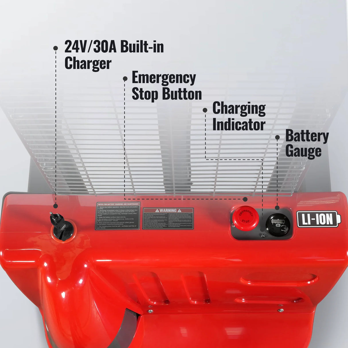 2640lbs Lithium-ion Electric Straddle Stacker,  98" Lift,  Adjustable Legs & Forks,  F26-98S