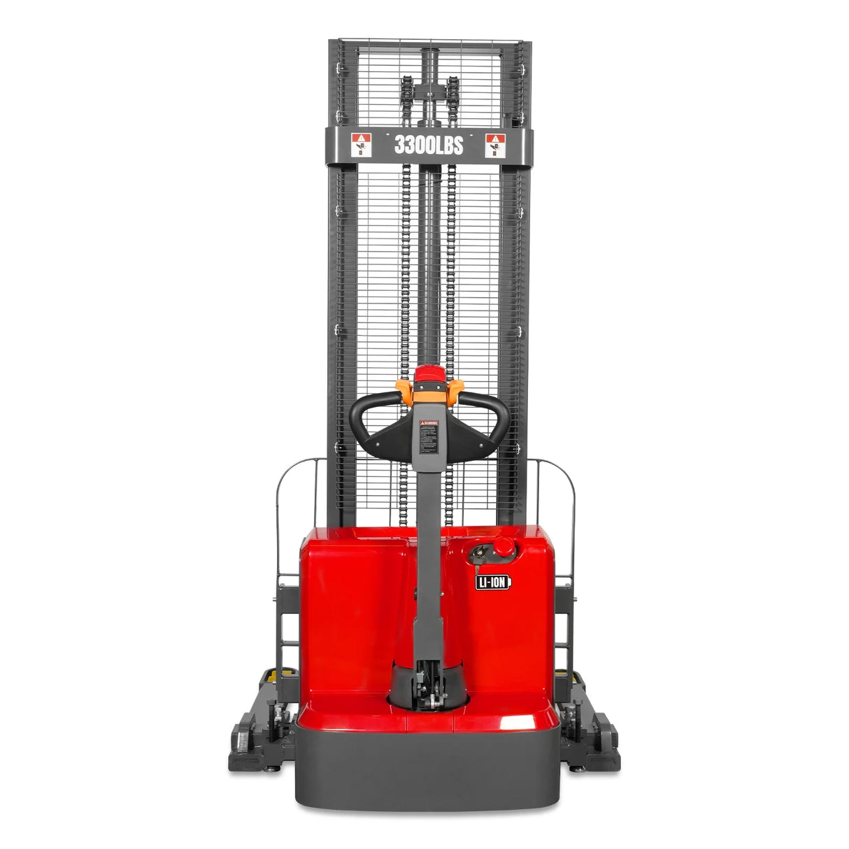 3300lbs Lithium-ion Electric Straddle Stacker,  118" Lift,  Adjustable Legs & Forks,  F33-118S