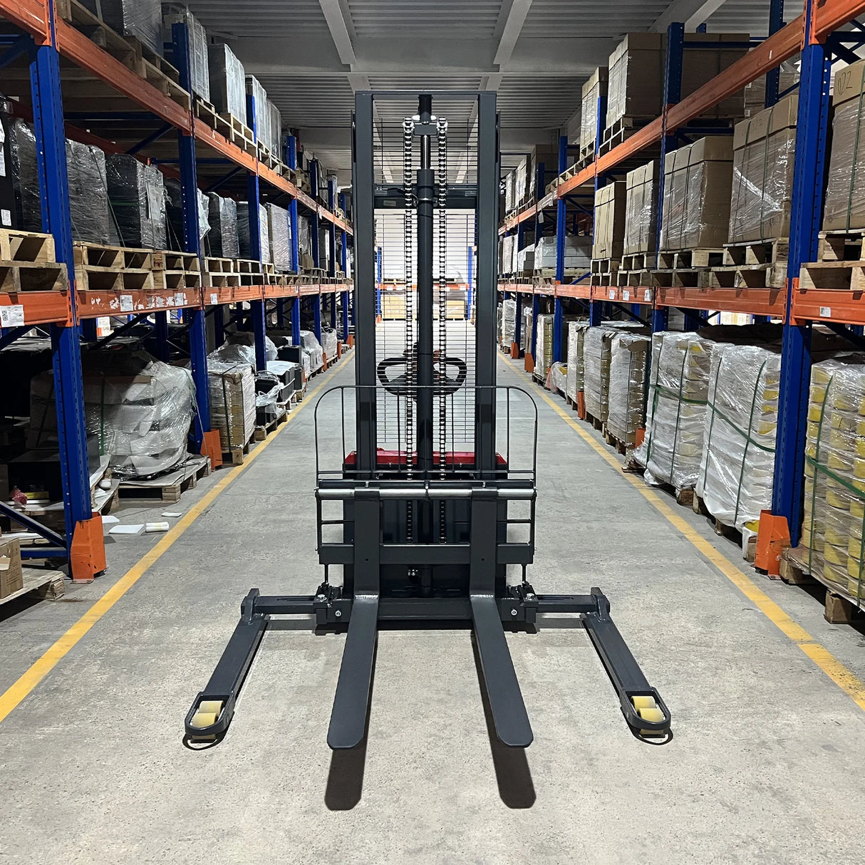 3300lbs Lithium-ion Electric Straddle Stacker,  98" Lift,  Adjustable Legs & Forks,  F33-98S