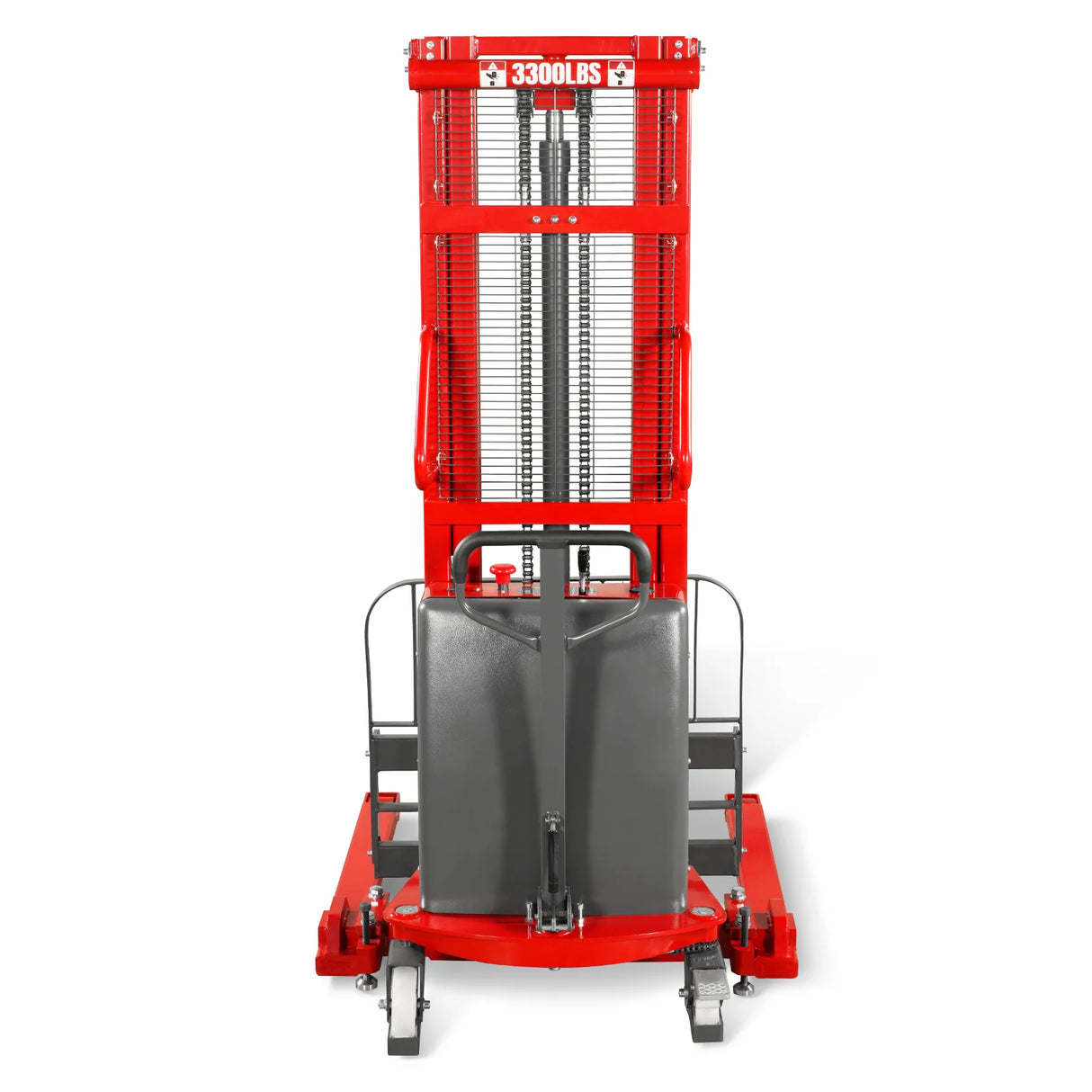 3300lbs Semi-Electric Straddle Stacker,  118" Lift,  Adjustable Legs & Forks,  S33-118S