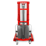 3300lbs Semi-Electric Straddle Stacker,  118" Lift,  Adjustable Legs & Forks,  S33-118S