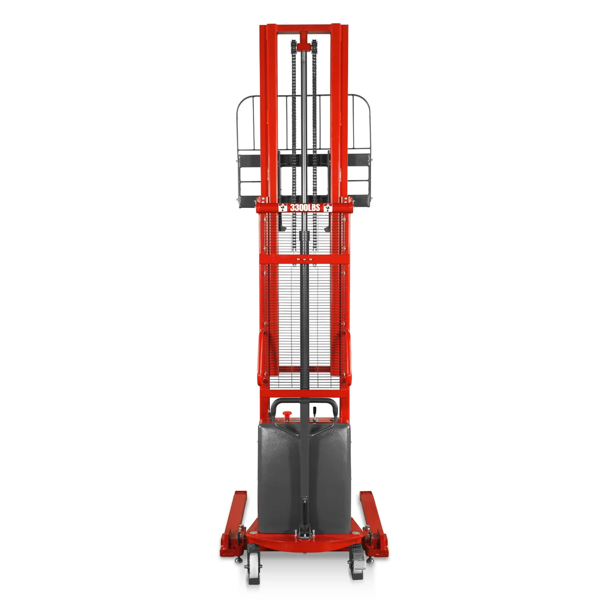 3300lbs Semi-Electric Straddle Stacker,  138" Lift,  Adjustable Legs & Forks,  S33-138S