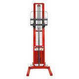 3300lbs Semi-Electric Straddle Stacker,  138" Lift,  Adjustable Legs & Forks,  S33-138S