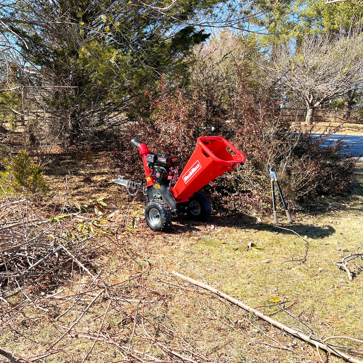 MechMaxx 4 inch DUCAR 212cc 7hp Gas Engine Powered Wood Chipper with Towbar,  GS650