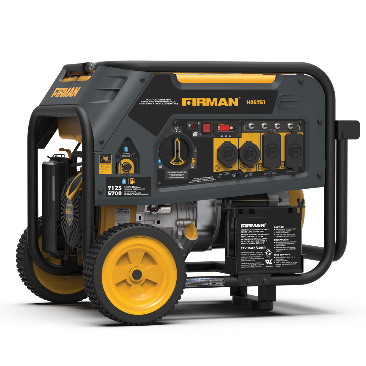 Dual Fuel Portable Generator 5700W Electric Start 120/240V