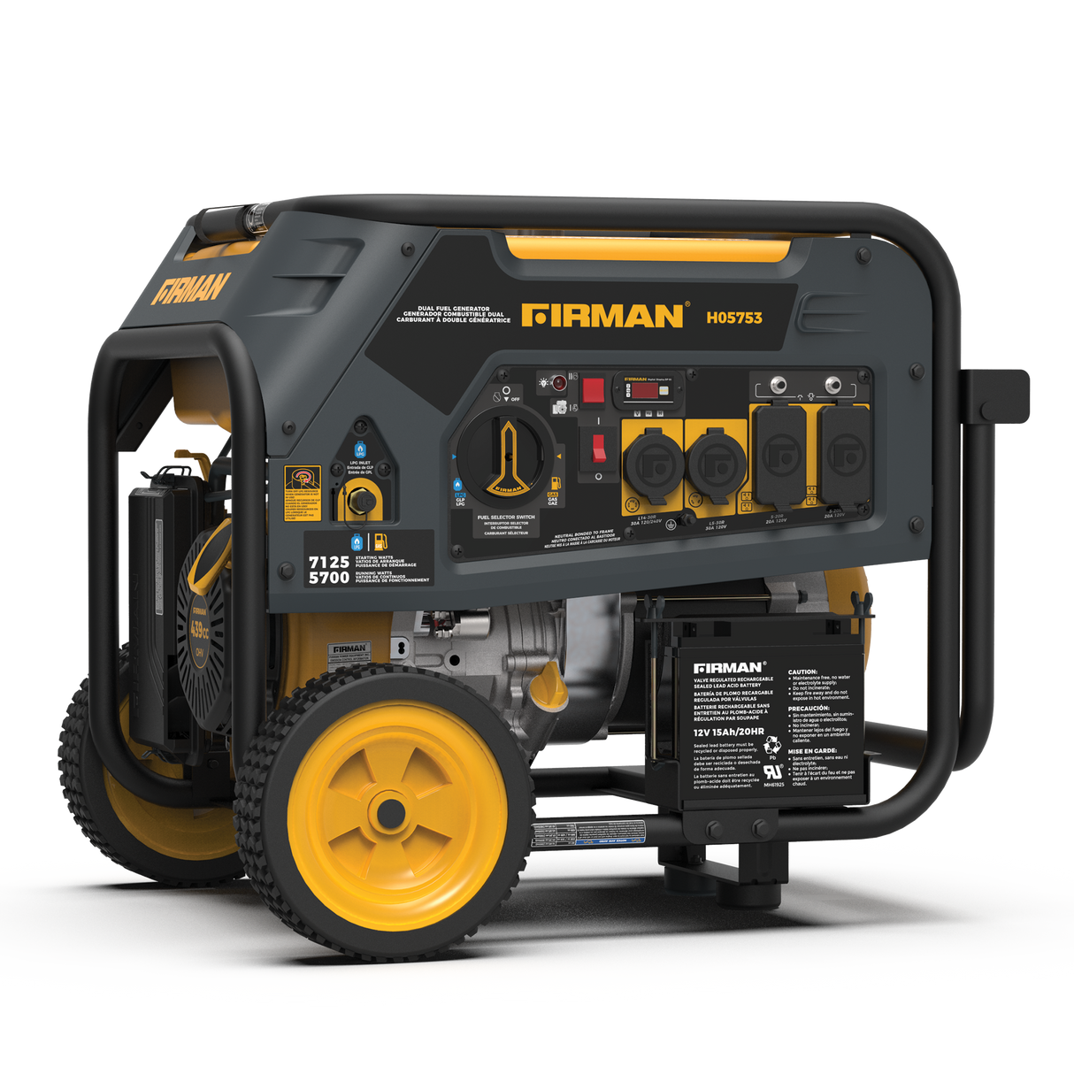 Dual Fuel Portable Generator 5700W Electric Start 120/240V