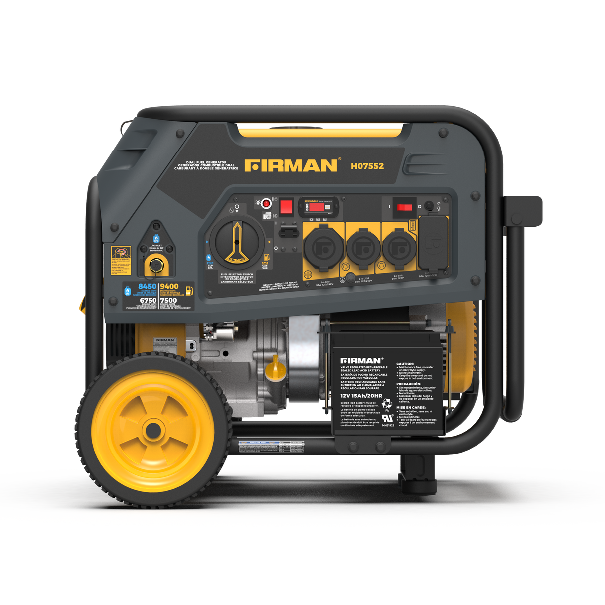 Dual Fuel Portable Generator 7500W Electric Start 120/240V