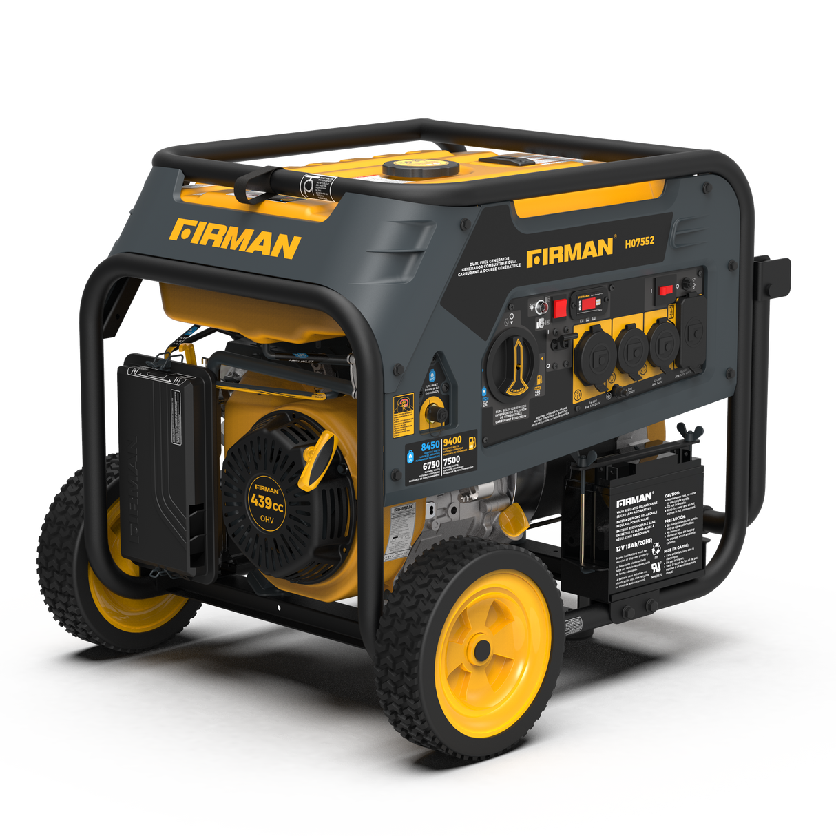 Dual Fuel Portable Generator 7500W Electric Start 120/240V