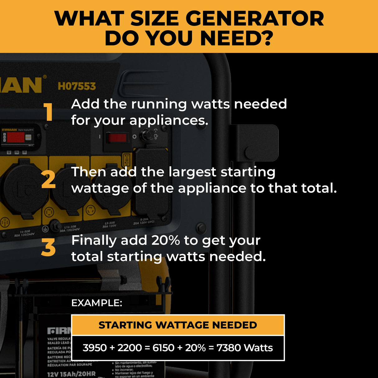 Refurbished Dual Fuel Portable Generator 9400W Electric Start 120/240V with CO Alert