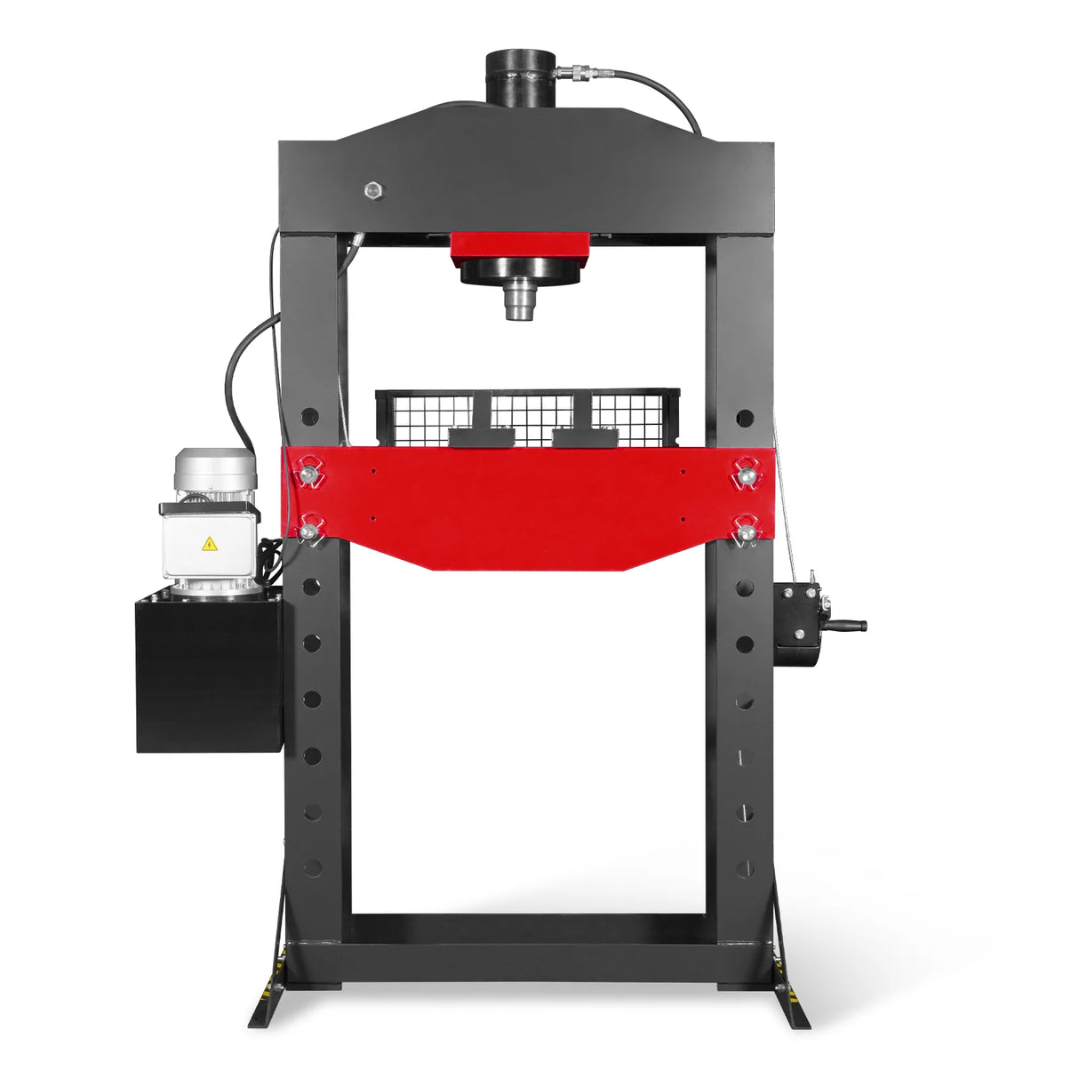 75 Ton H-Frame Electric Hydraulic Shop Press with Hand Winch, 110V Motor, Fully Welded Steel Frame, Safety Guard, HSP75E