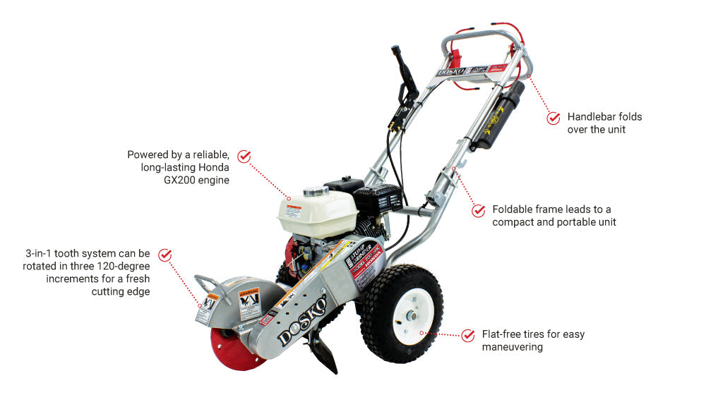 Dosko Compact Foldable Mini Stump Grinder – Honda GX200 Engine – 200-6HC