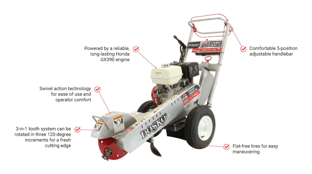 Dosko Walk-Behind Swivel Action Stump Grinder – Honda GX390 Engine – 337S-13HC