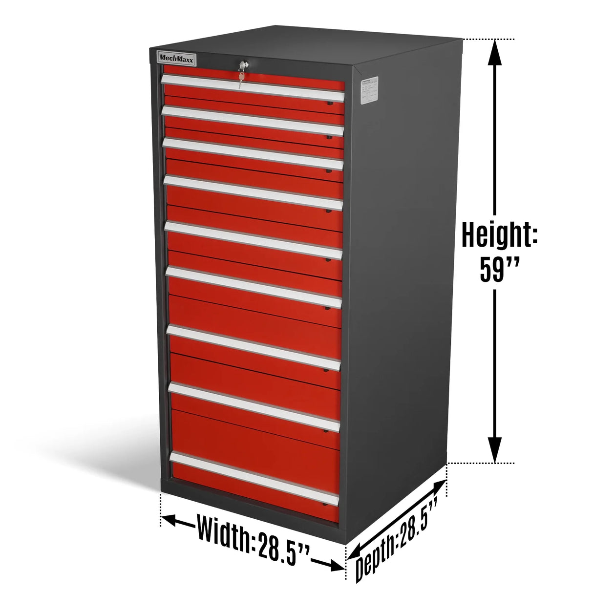 Heavy Duty Modular Drawer Cabinet - 9 Drawer,  59" H x 28.5" W x 28.5" D Tool Storage Organizer,  Steel Construction