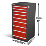 Heavy Duty Modular Drawer Cabinet - 9 Drawer,  59" H x 28.5" W x 28.5" D Tool Storage Organizer,  Steel Construction