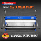 MechMaxx 52-inch 3-in-1 Pan and Box Brake – Slip Roll, Shear, Bending Machine for Sheet Metal, 20 Gauge Mild Steel, Adjustable Fingers, Heavy Duty, Metalworking, Fabrication, Rolling, Bending MMCB5220