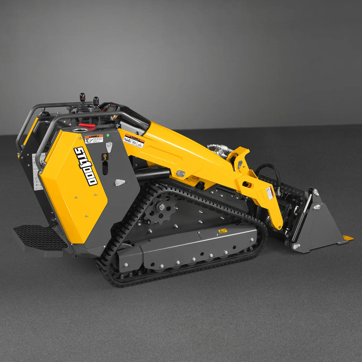 Mini Skid Steer Stand On Compact Track Loader ( 4 in 1 bucket included ) with 25HP KUBOTA D1105 Diesel Engine,  Common Industry Interface (CII),  CROBA  STL1000