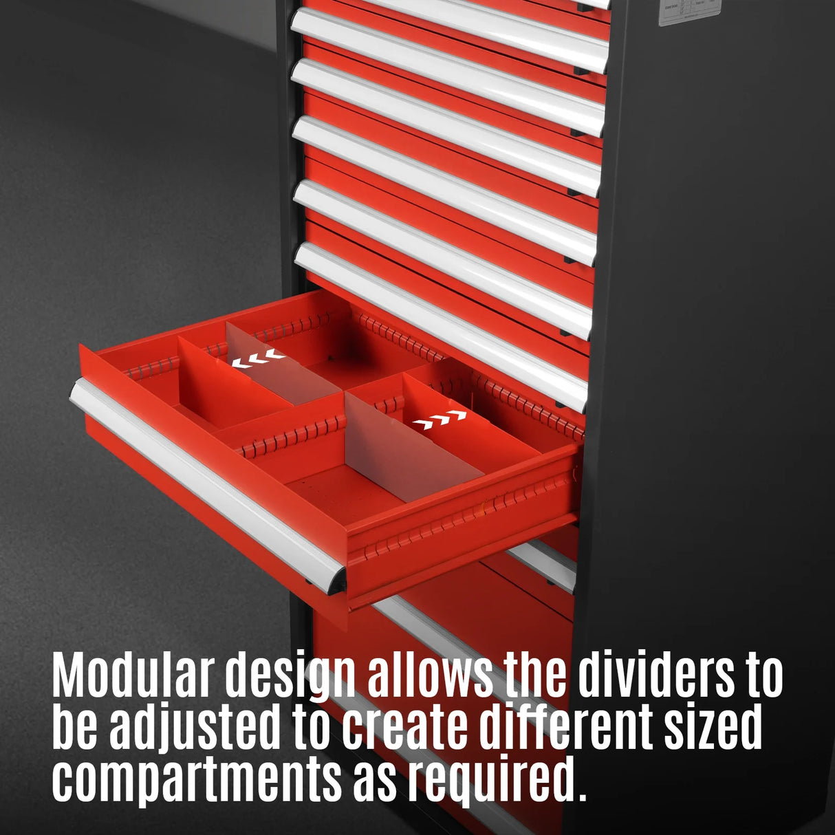 Heavy Duty Modular Drawer Cabinet - 11 Drawer 59" H x 28.5" W x 22.5" D Tool Storage Organizer,  Steel Construction