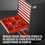 Heavy Duty Modular Drawer Cabinet - 9 Drawer,  59" H x 28.5" W x 28.5" D Tool Storage Organizer,  Steel Construction