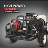 NorthStar Hot Water Pressure Washer Trailer Mounted 4000 PSI 4.0 GPM Gas Honda GX690