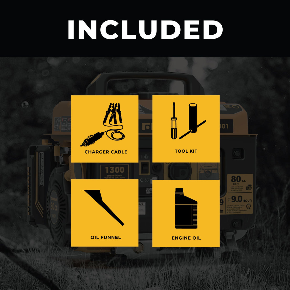 Gas Portable Generator 1300W Recoil Start