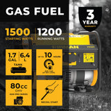 Gas Portable Generator 1500W Recoil Start