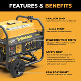 Gas Portable Generator 4450W Recoil Start 120V with CO alert